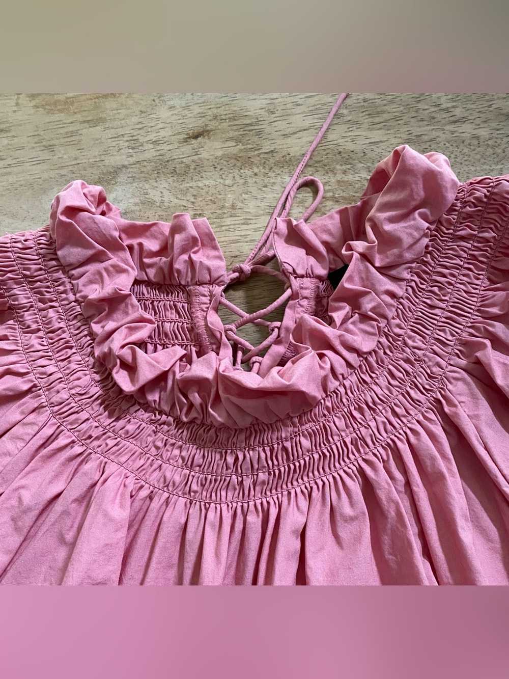 J Crew Women’s Sz XL Pink Smocked Neck Puff-Sleeve Cotton Poplin Top - Picture 12 of 17